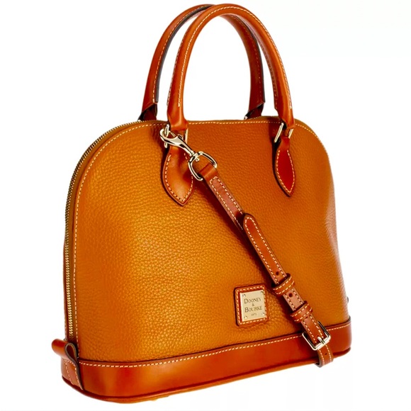 Dooney & Bourke Handbags - Dooney & Bourke Pebble Leather Zip Satchel Handbag Removable Strap Top Handle